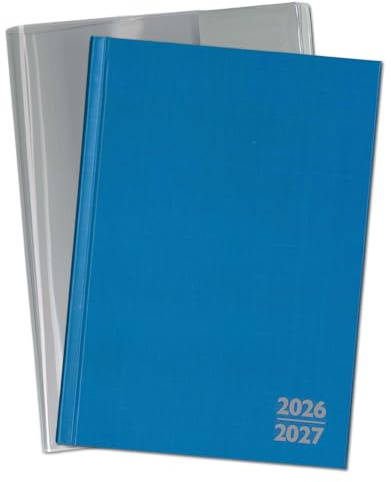 Set: F&L Lehrerkalender Planer HC, Wochentage vertikal 2026/2027, DIN A5, blau mit Schutzhülle