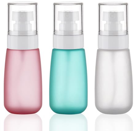 Ronyes Travel Size Spray Bottles TSA Approved 3 Pack Leak-Proof Fine Mist Refillable Plastic Spray Bottles for Perfume, Essential Oils, Toners, Hair & Face Mist (75ml)