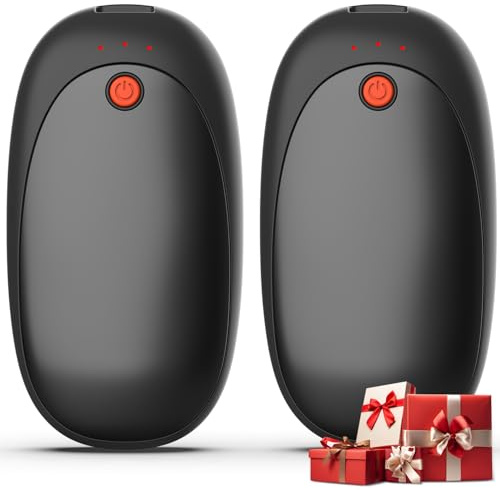 Mezeic Rechargeable Hand Warmers 2 Pack, 6000mAh Electric Hand Warmer Pocket Magnetic Heater Christmas Winter Warm Gifts for Outdoor Golf Hiking Camping, Gloves Fitting, Travel Essentials - Black