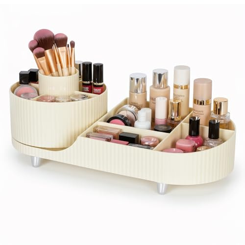 Eclove Organizzatore per Cosmetici, Porta Cosmetici Multifunzionale con Rotazione a 360°, 2 in 1 Organizer per Trucchi per Toeletta, Bagno e Camera