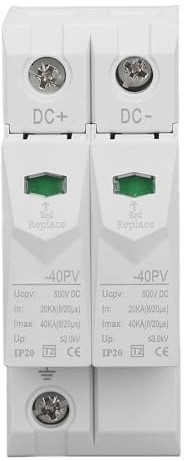 WALFRONT Dispositivo de Protección contra Sobretensiones Fotovoltaicas, Material de Larga Duración Protector 2P DC 500V 40KA 35mm Montaje en Riel DIN Pararrayos Fotovoltaicos Protectores de bajo