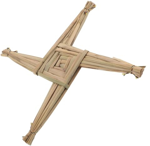 Happyyami Handwoven Irish Straw Cross Wall Hanging Spiritual Blessing Decor for Entryway Tabletop Farmhouse Heritage Symbol Traditional St Brigid S Cross