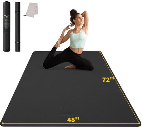 CAMBIVO Yogamatte XXL 183 x 122 cm, 12 mm extra dicke Fitnessmatte aus TPE, gelenkschonend & rutschfest, extra breite Gymnastikmatte für Home Workout, Pilates, Stretching & Bodentraining