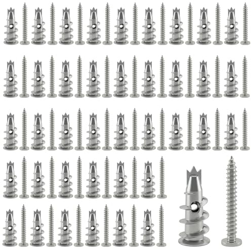 80 Pcs Plasterboard Fixings Heavy Duty, Metal & Self Drilling Plasterboard Wall Plug, Plaster Board Wall Fixing for Drywall, Brick, Concrete, General Fixing Applications