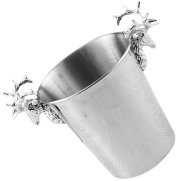 SOLUSTRE Eleganter Edelstahl Sektkühler mit Hirschkopf Motiv 3l Fassungsvermögen Polierte Oberfläche und Schmutzabweisend für Buffet und Ktv