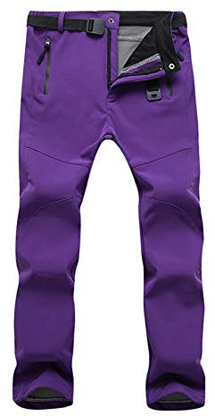Minetom Damen Wasserdicht Winddicht Funktionshose Softshellhose Lang Wanderhose Trekking Winterhose Wanderhose Outdoorhose Warm Gefüttert Hose Z Violett L