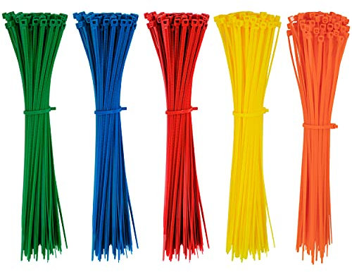 QIMEI-SHOP 500 Pezzi Fascette Plastica Colori 200 mm x 2,8 mm Fascette Elettricista Stringicavo Colorate per Cable Management Giardinaggio Rosso Giallo Blu Verde Arancione