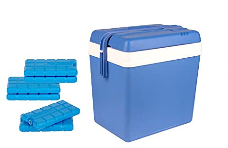 BigDean Kühlbox 24 Liter blau/weiß inkl. 6 Kühlakkus - Bis zu 11 Std. Kühlung - Thermobox aus Kunststoff - Outdoor Kühltasche für Camping, Picknick, Grillen & Garten