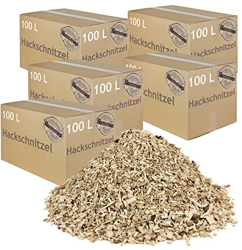Virutas de madera para horno, mantillo de corteza para jardín, bancal alto, madera, plantas, astillas de madera, virutas de madera gruesas, cubierta decorativa, 100-500 L, cantidad: 500 L