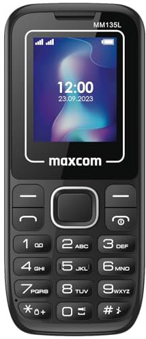 Maxcom MM135L Basic Mobile Phone 2G Dual SIM Unlocked Feature Phone with 1.77 Screen – Ideal Cheap MobilePhone for Senior Phone User Charges from any USB-C Port Ergonomic Design - Black
