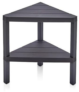 DIVCHI 2 Tier Corner Shelf Triangle Space-Saving Freestanding Shelving Unit | Storage Shelves | Display Rack | Bookcase | Kitchen Stand | Living Room Organiser | Bedroom Bookshelf (Black)