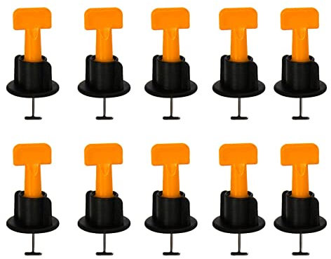 Leapiture 50 Stück Fliesen-Nivelliergerät, 1,5 mm, PP-Edelstahl, Fliesen-Nivellierwerkzeug, wiederverwendbar, orangefarbenes Fliesen-Installationswerkzeug für Heimwerker