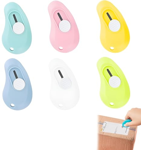 6 Stück Cuttermesser Klein,Mini Cuttermesser,Paketöffner,Utility Messer | Universalmesser,Schreibwaren Messer,Mini-Cutter Einziehbares,Für Pappe, Papier, Schachtel,Paket,Papierschnitt
