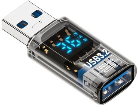 DollaTek Adaptador digital USB hembra a USB macho Adaptador digital USB 3.2 10G 36W Convertidor digital USB 3.2 macho a hembra para portátil (negro transparente)