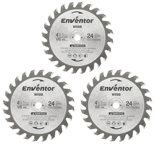 Enventor 3PCS 24T TCT Lama Sega Circolare per Legno, 115mm x 9.5mm, Punta in Carburo di Tungsteno, Lama Mini Sega Circolare per il Taglio del Legno, Compatibile con Enventor 76604L