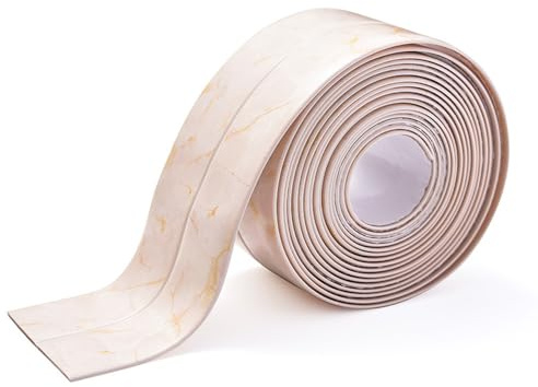 Lkw Ogechi Bath Kitchen Caulk Sealant Strip PVC 5CM x 260CM, 2 Inch Extra Wide Caulk Strip Self Adhesive, Waterproof Anti-Mould Simple Sealing Tape Marble Pattern, Strong Tape Seal for Bathroom, Floor