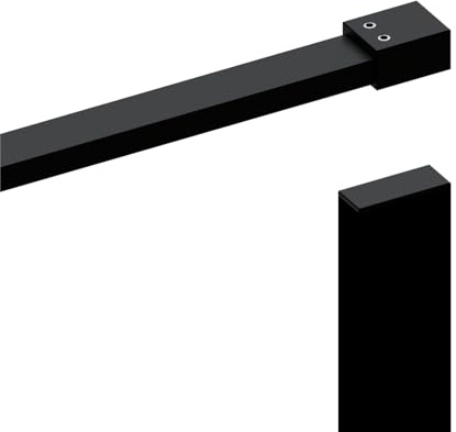 Wandanschlussprofil Wandprofil für Dusche Duschwand Glas U-Profil aus Aluminium mit Stabilisationsstange Stabilisierungsstange Duschkabine schwarz matt für Glasstärke 8 mm