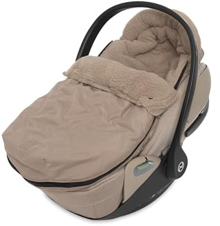 Jollein Sacco a pelo per passeggino Embossed – Milky Coffee – Per seggiolini auto per neonati, Gruppo 0+ e passeggini – Per cinture di sicurezza a 3 e 5 punti – Design in rilievo e fodera in pile