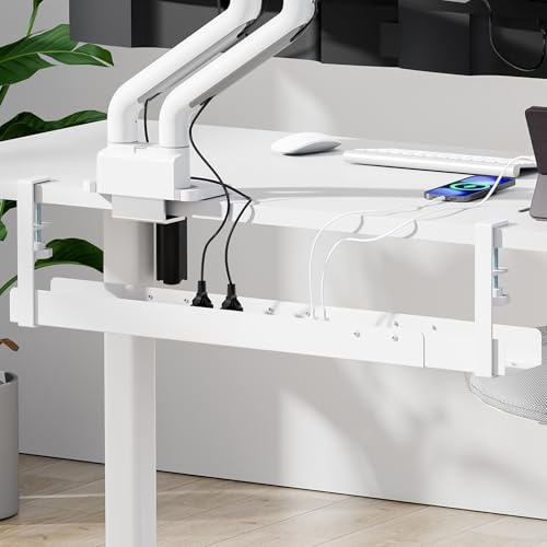 Mimoke Organizador de cables para escritorio, 800 a 1200 mm, con accesorios, montaje sencillo con abrazaderas, color blanco