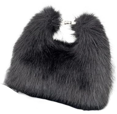 WSQHAO plysch tygväska mjuk kvinnlig kväll kuvertväska handväska dam liten fluffig crossbody för kvinnor, Svart, En storlek