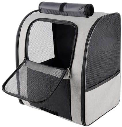 FONDOTIN Katzenrucksack Atmungsaktiv mit Großem Fassungsvermögen Praktische Haustier Tragetasche für Reisen und Transport Robuste Haustier Transportbox für Katzen Klein Grau