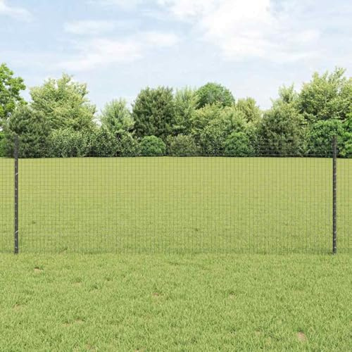 Solivagant Clôture avec Poteau Gris 0,8 x 10 m Acier et PVC,(6.12 KG)
