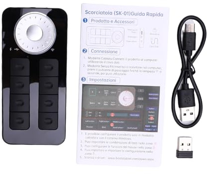 BONKZEBU BOSTO Tastierino Ad Accesso Rapido per Tavoletta Grafica, 8 Tasti di Scelta Rapida con Schermo, WiFi Connessione USB C, per MacOS PC Laptop Editor Video per Artisti