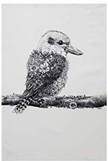 Maxwell & Williams Marini Ferlazzo Geschirrtuch mit Tiermotiv Kookaboora 100% indische Baumwolle, weiß, 50 x 70 cm