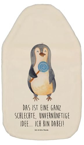 Mr. & Mrs. Panda Wärmflasche Pinguin Lolli - Geschenk, Wärmflaschenbezug, Kinderwärmflasche, Heißhunger, Ganove, Pinguine, Gauner, Süßigkeiten,