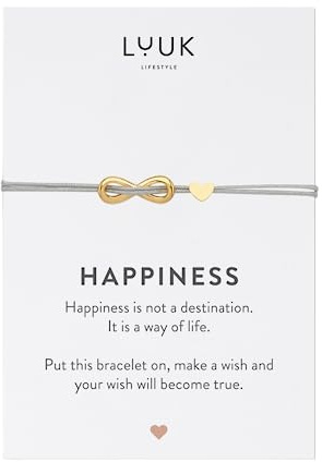 LUUK LIFESTYLE Filigranes Freundschaftsarmband mit Infinity Anhänger, schlichtes und modernes Modeaccessoire, Geschenkidee für Verlobte, beste Freundin, Glücksbringer, Gold