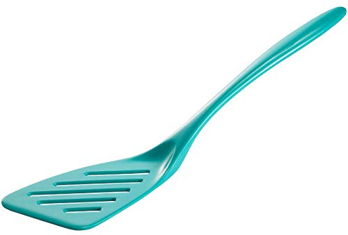 Gourmac Hutzler 12-1/2 Inch Slotted Melamine Turner, Turquoise