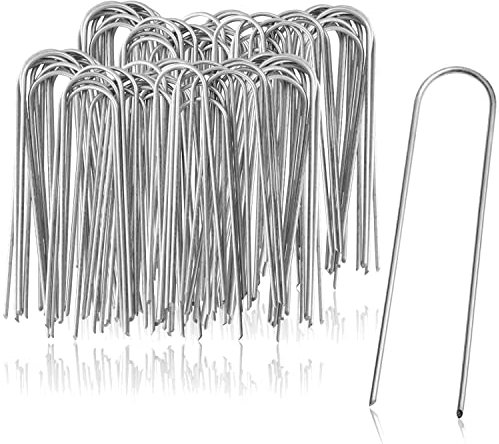 COM-FOUR® 100x ancoraggi a terra in acciaio rivestito - robusti picchetti per il fissaggio di pile e pellicole per erbacce - ancoraggi a terra per giardino e campeggio (100 pezzi - 150x25x3mm)