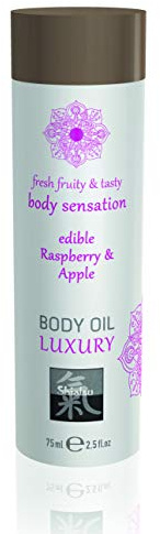 HOT, SHIATSU Body Oil Luxury Raspberry Apple Essbares Massageöl mit anregendemaphrodisierenden Geschmack Mehr spass erotik bei der Partnermassage, 75 ml
