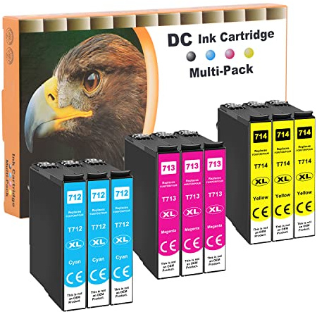 D&C Druckerpatronen Kompatibel für Epson 71 71XL für Epson Stylus B40W BX300F BX310FN BX600FW BX610FW Stylus S21 SX100 SX105 SX110 SX115 SX200 SX205 SX210 SX215 SX218 SX400 DX8450 DX9400 (9-Pack)