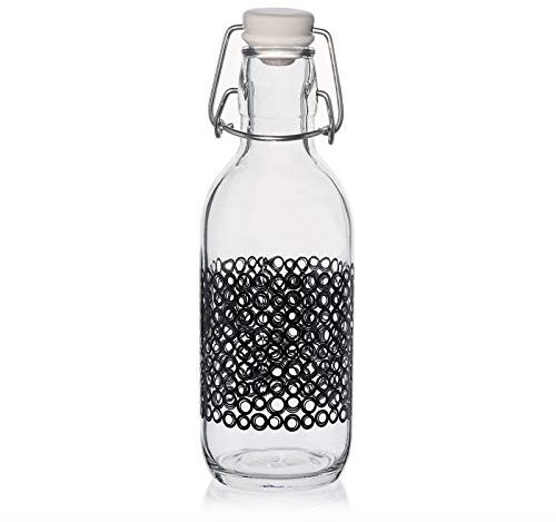BORMIOLI ROCCO 1224202 Bouteille Emilia Clair en Verre avec Bouchon mécanique, Gris décoratif, 0,5 l