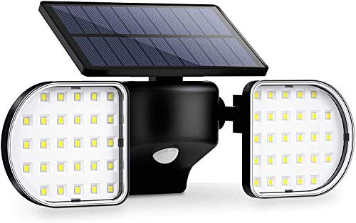 OUSFOT Focos solares LED de exterior IP65 con sensor de movimiento Lámparas solares LED para exteriores impermeables luces solares exteriores 3 modos, súper luminosas, patio