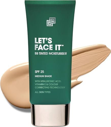 Shakeup Cosmetics Mens BB Tinted Moisturiser, Vegan Makeup for Men, Natural Coverage for Redness & Blemishes, 24hr Moisturisation with SPF, Easy Application, Medium Shade, 50ml. Aka. LET'S FACE IT