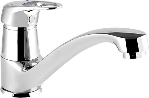 Cornat Spültisch-Einhebelarmatur Getafe - Hochwertiger Messingkörper - verchromt - 360° schwenkbarer Auslauf / Hochdruck-Armatur / Küchenarmatur / Wasserhahn / GET5 Silber