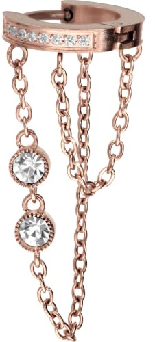 PIERCINGLINE Segment Ohr-Clicker mit Ketten und Kristallen aus Chirurgenstahl - Piercing für Ohr oder Helix in 4 stylischen Farben