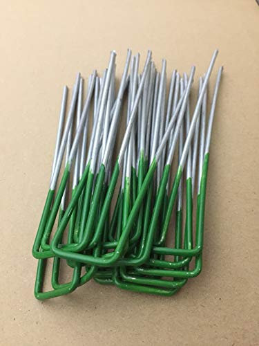 Half Green Artificial Grass Turf U Pins Metal Galvanised Pegs Staples Weed (20)