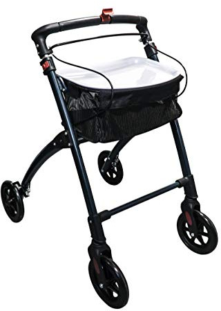 RIDDER – Indoor Rollator 'Pit' | Faltbarer Rollator für die Wohnung. Gehhilfe mit höhenverstellbaren Griffen, abnehmbarem Tablett & praktischem Korb | Belastbar bis 100kg, dunkelgrau
