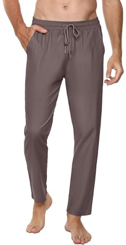 Sykooria Pantalones Hombre Casuales Lino y Algodón Pantalon Chandal Hombre Largo con Ajustable Cordón Pantalones Deportivos Hombres Cintura Elástica con Bolsillos
