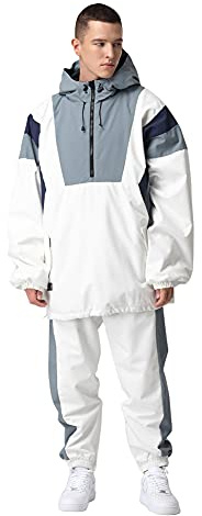 SEARIPE Couples Ski Suit Women's Ski Jackets and Pants Set Two Pieces Loose Snow Suits Men Winter Snowsuit(White,XL)