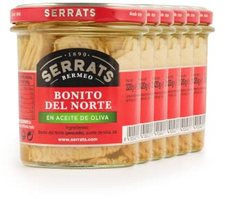 CONSERVAS SERRATS - Bonito del Norte del Cantábrico en Aceite de Oliva - 6 Frascos x 320g (Total: 1920g) - Elaboración Artesanal desde 1890 - Sin Gluten - Rico en Omega 3 – Premium