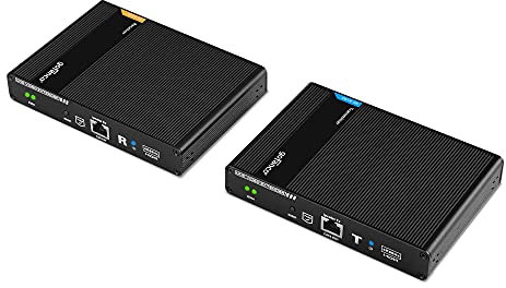 gofanco USB KVM e HDMI 2.0 Over CAT6/CAT7 Extender – 70 m di estensione, video 4K @60Hz, tastiera e mouse USB 2X, latenza quasi zero, uscita HDMI, estrazione audio, protezione ESD (KVMHD20Ext)