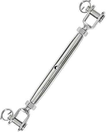 Jamiikury M8 Jaw Jaw Turnbuckle Stainless Steel Jaw and Jaw Turnbuckle, Jaw Jaw Closed Body Marine Turnbuckle Jaw, 4409lbs Working Load Limit, Durable for Wire Rope Cable