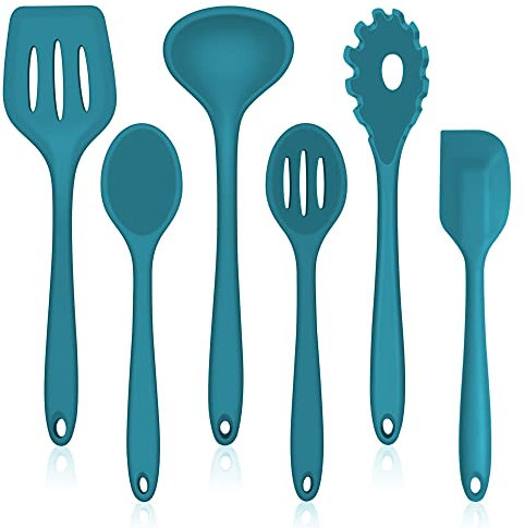 Küchenhelfer Set, HaWare 6-teiliges Kochutensilien Set, Antihaft Silikon Küchenutensilien Kochbesteck Set, Hitzebeständiges Kochgeschirr Küchenset zum Kochen & Backen, Leicht zu Reinigen - Blau