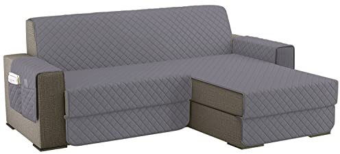 sevi's Sofabezug L Form 200cm Wasserdicht, Sofa überzug Ecksofa Reversibel Kratzfest Fleckenresistent - Sofa Cover für Katzen und Hunden - Grau