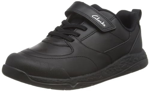 Clarks Steggystride K, Zapatillas, Piel Negra, 25.5 EU
