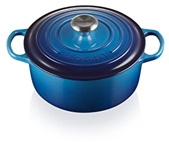 Le Creuset Cocotte redonda de hierro fundido, 24 cm, 4, 2 L, Todas Las Fuentes de Calor incluso inducción, Azure, 21177242202430